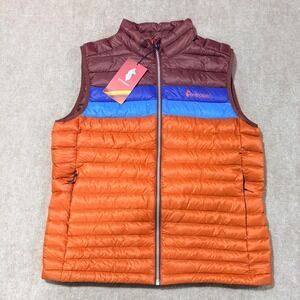 Cotopaxi Fuego Down Vest Men Large 800 Fill Chestnut & Spice Orange Brown Blue